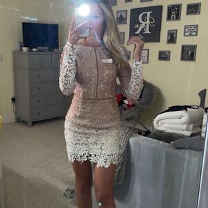 Lace Dress in Pink and White